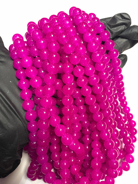 10mm magenta glass beads